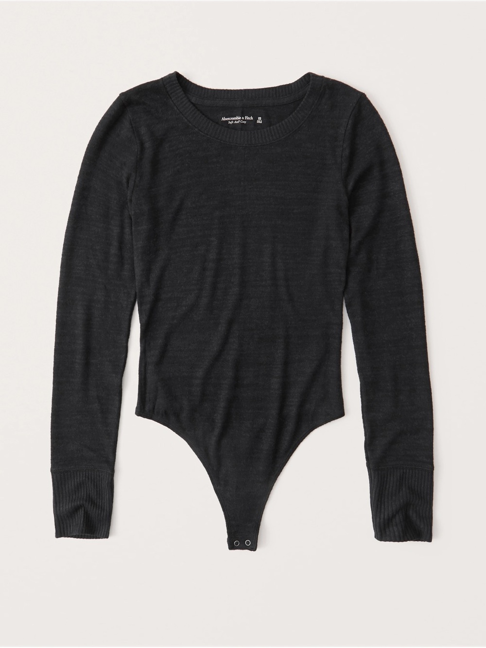 Abercrombie & Fitch Black Long-Sleeve Crewneck Bodysuit Sweater